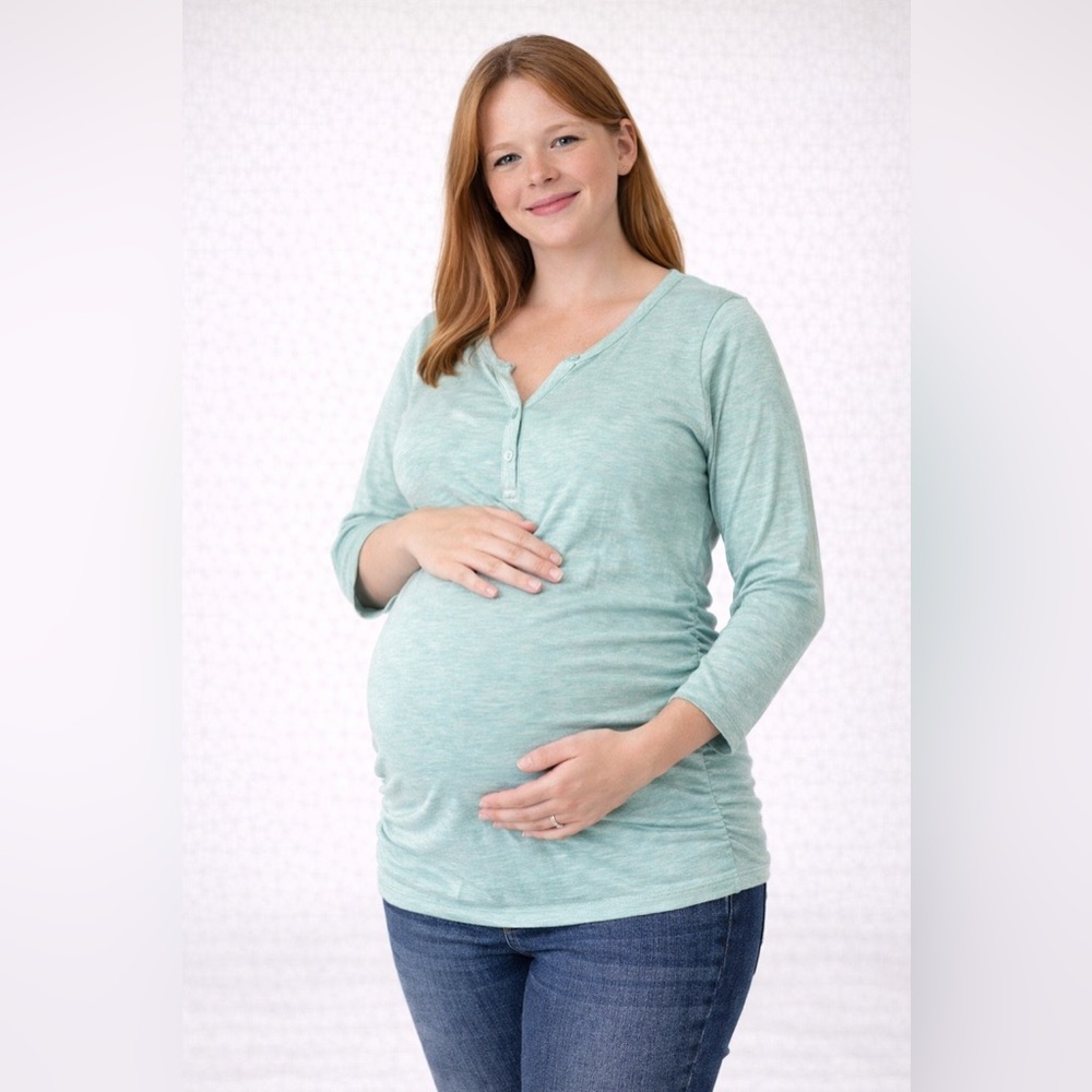 Liz Lange Teal 3/4 Sleeve Maternity Top